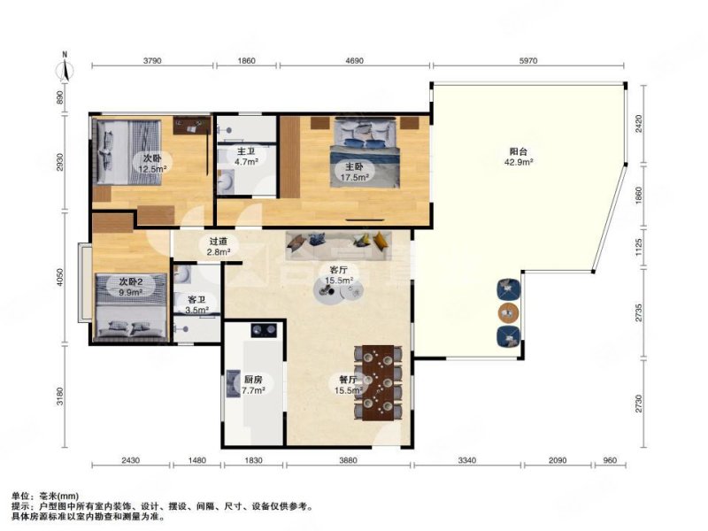 金碧华府3室2厅2卫126㎡东1700万