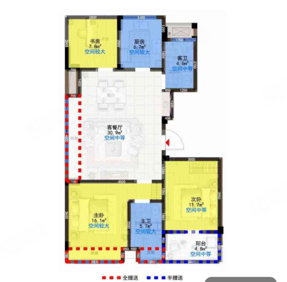 时代悦章府(公寓住宅)3室2厅2卫92㎡南北220万