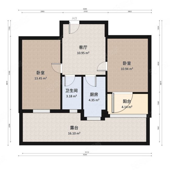 经八路7号院2室1厅1卫57㎡南北44万