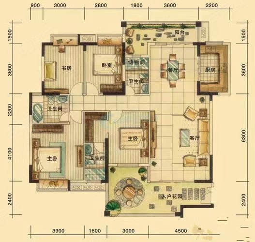 中茵蔚蓝国际4室2厅2卫126㎡南北145万