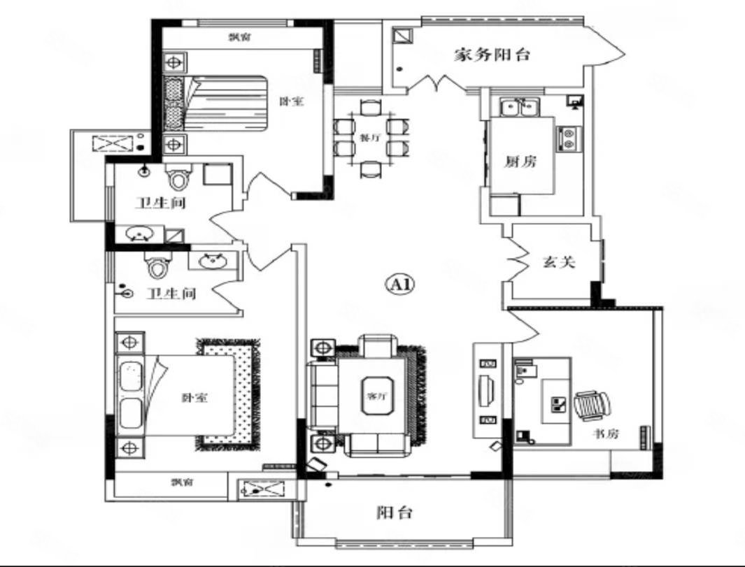 上林苑3室2厅2卫138㎡南北89万