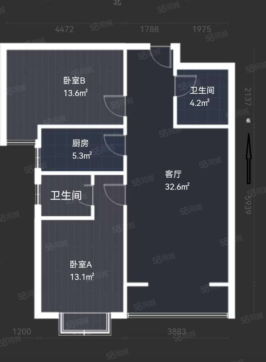 翠堤春晓2室2厅2卫93.13㎡南北104.9万