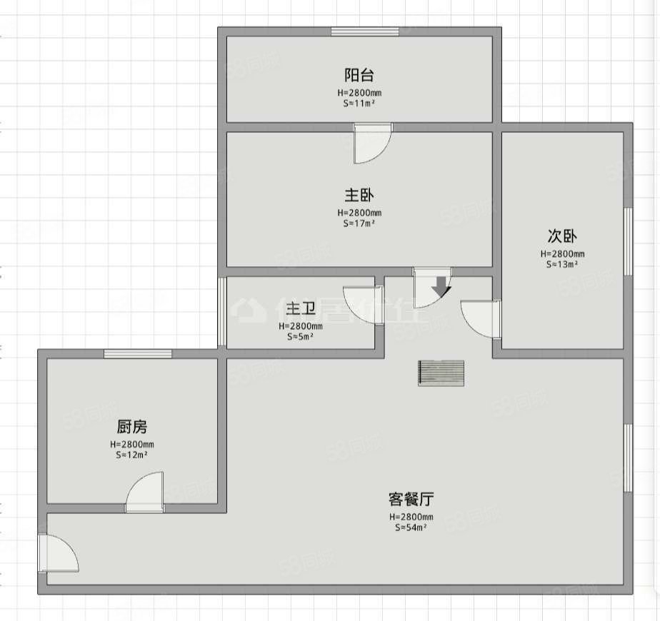 长兴景苑2室2厅1卫90㎡南北49.8万