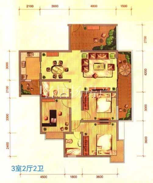 书香学府3室2厅2卫118㎡南北63万