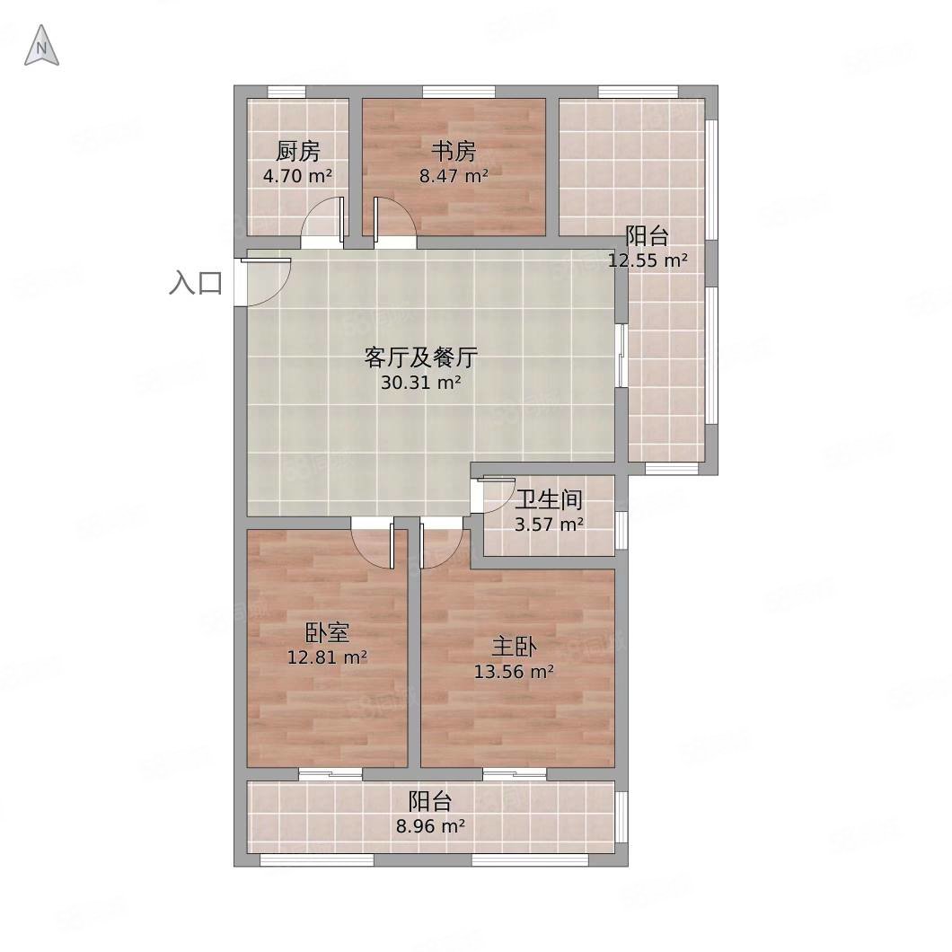 郎溪碧桂园3室2厅1卫120㎡南北98.5万