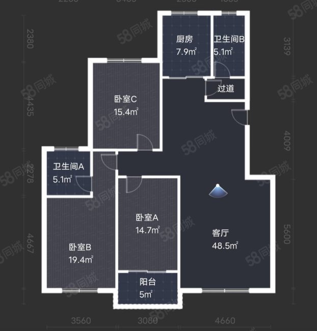 亚都花园3室2厅2卫142.8㎡南北56万