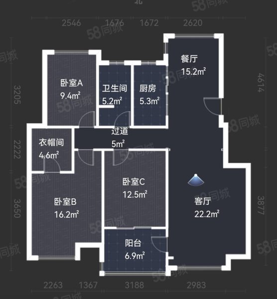 御山河3室2厅1卫117.17㎡南北84万