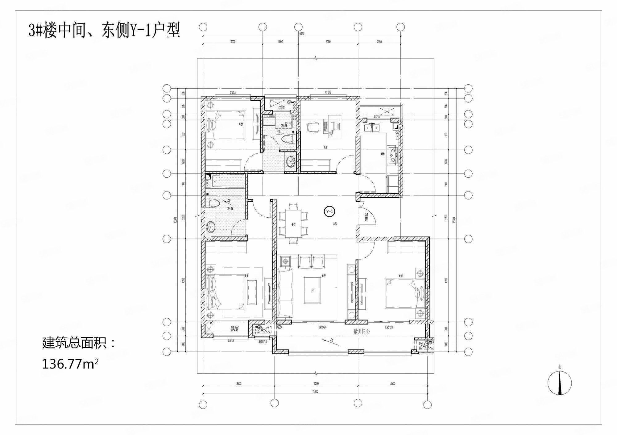 悦景华府4室2厅2卫136.77㎡南北120万