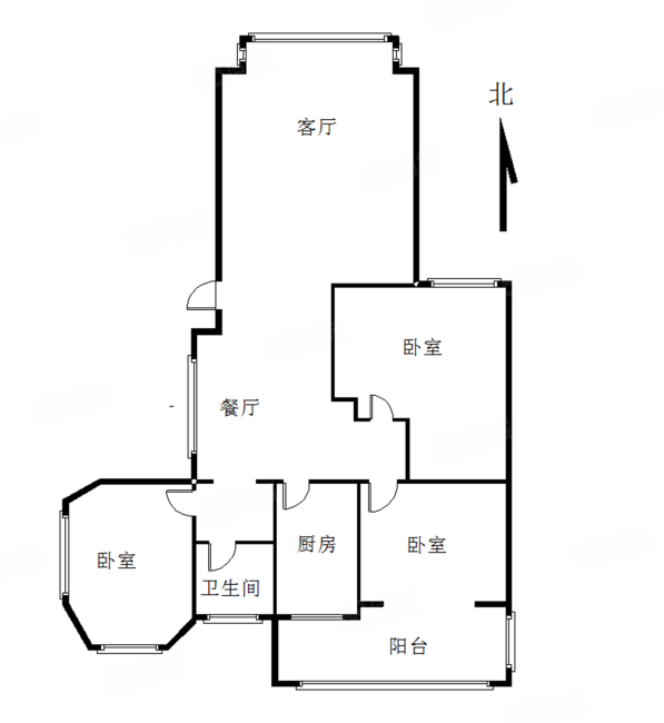 东方新城3室2厅1卫87.64㎡南北78.8万