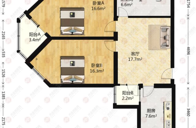 和平里六区2室1厅87㎡600万二手房图片