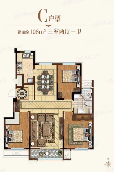 中冶沁海云墅B43室2厅1卫108.65㎡南北98万