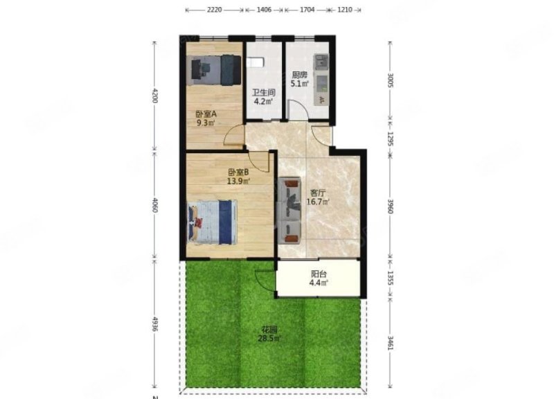 梅清苑2室1厅1卫68㎡南78万