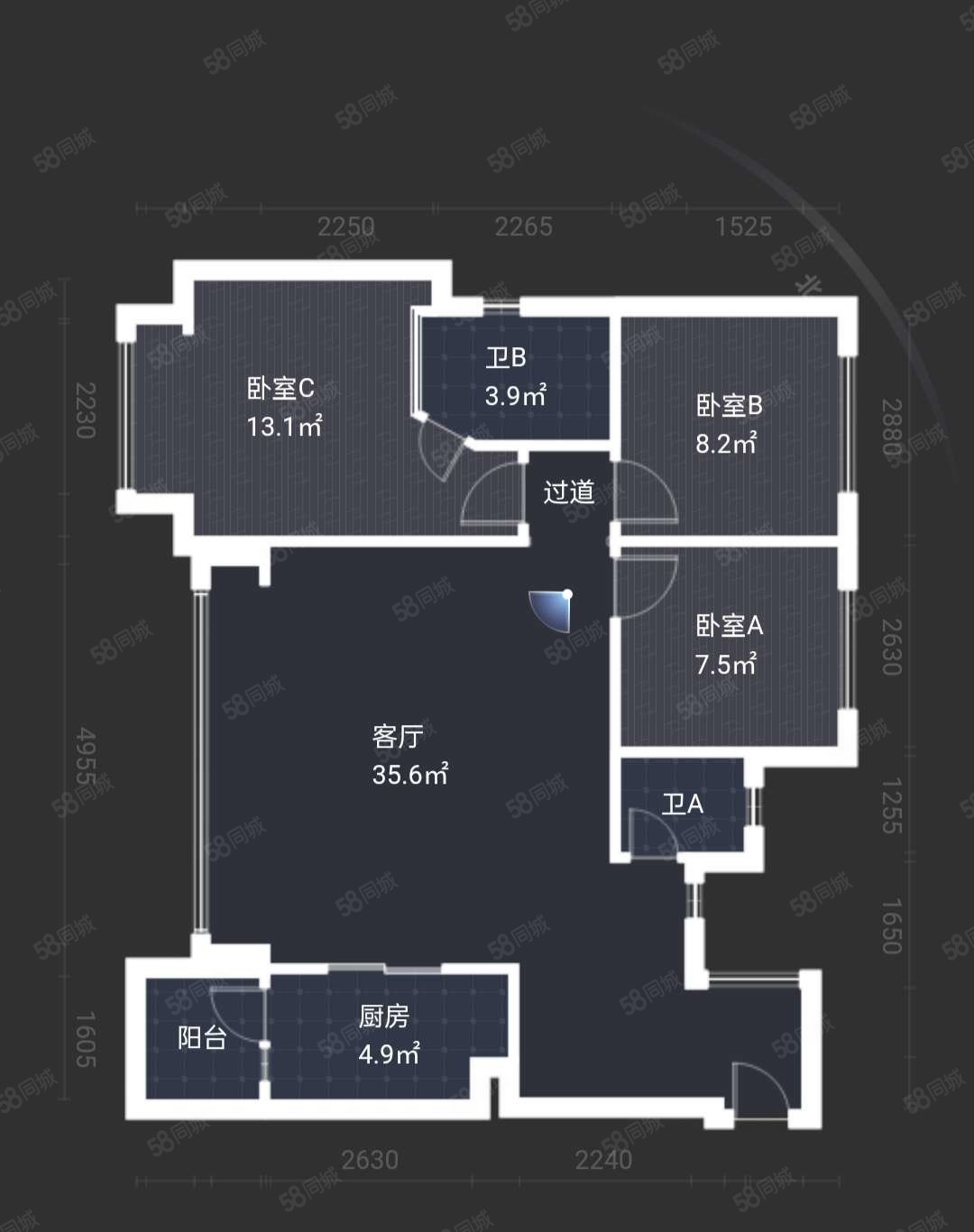 华熙528悦都3室2厅2卫90.17㎡西南239万