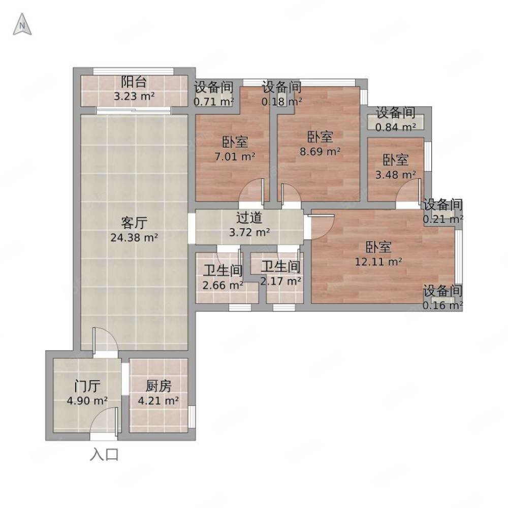 如意湖畔幸福城(C区)4室2厅2卫153㎡南北62.8万