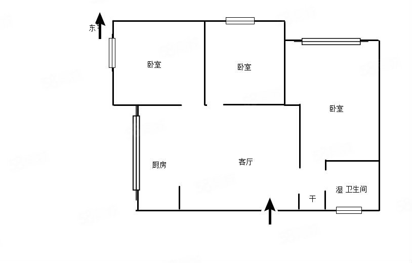 市政二办区3室2厅1卫65.23㎡东南70.2万