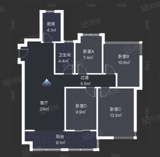 文一锦门北韵4室2厅1卫116.75㎡南北135万