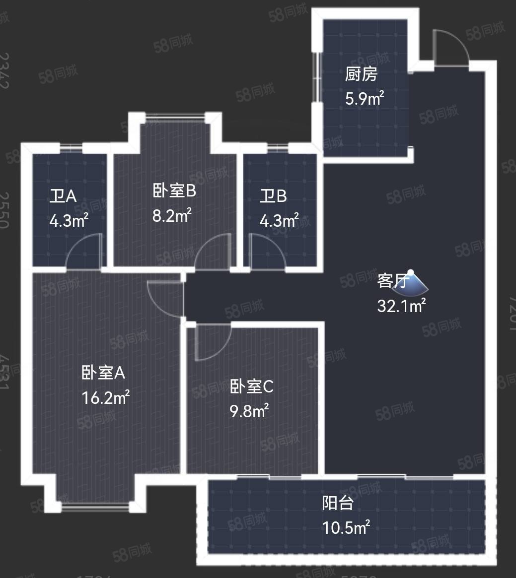 保利罗兰香谷3室2厅2卫116.33㎡南北68.8万