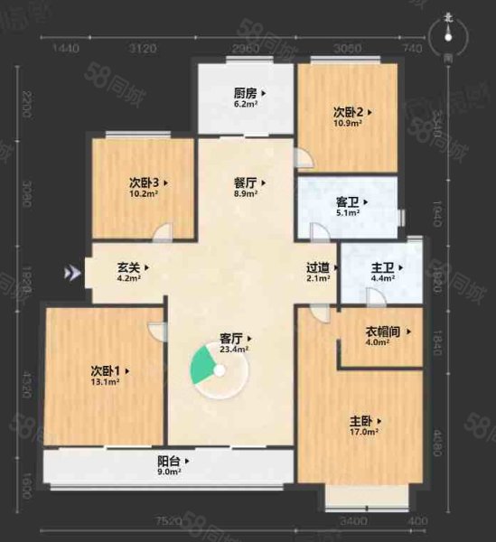 荣安香园(二期)4室2厅2卫132.69㎡南430万