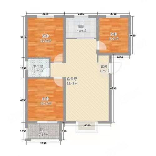 城市嘉园3室2厅1卫92.11㎡南北73.8万