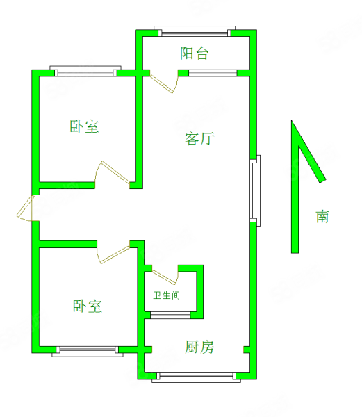 内蒙古艺术学院宿舍2室2厅1卫90.5㎡南北85万