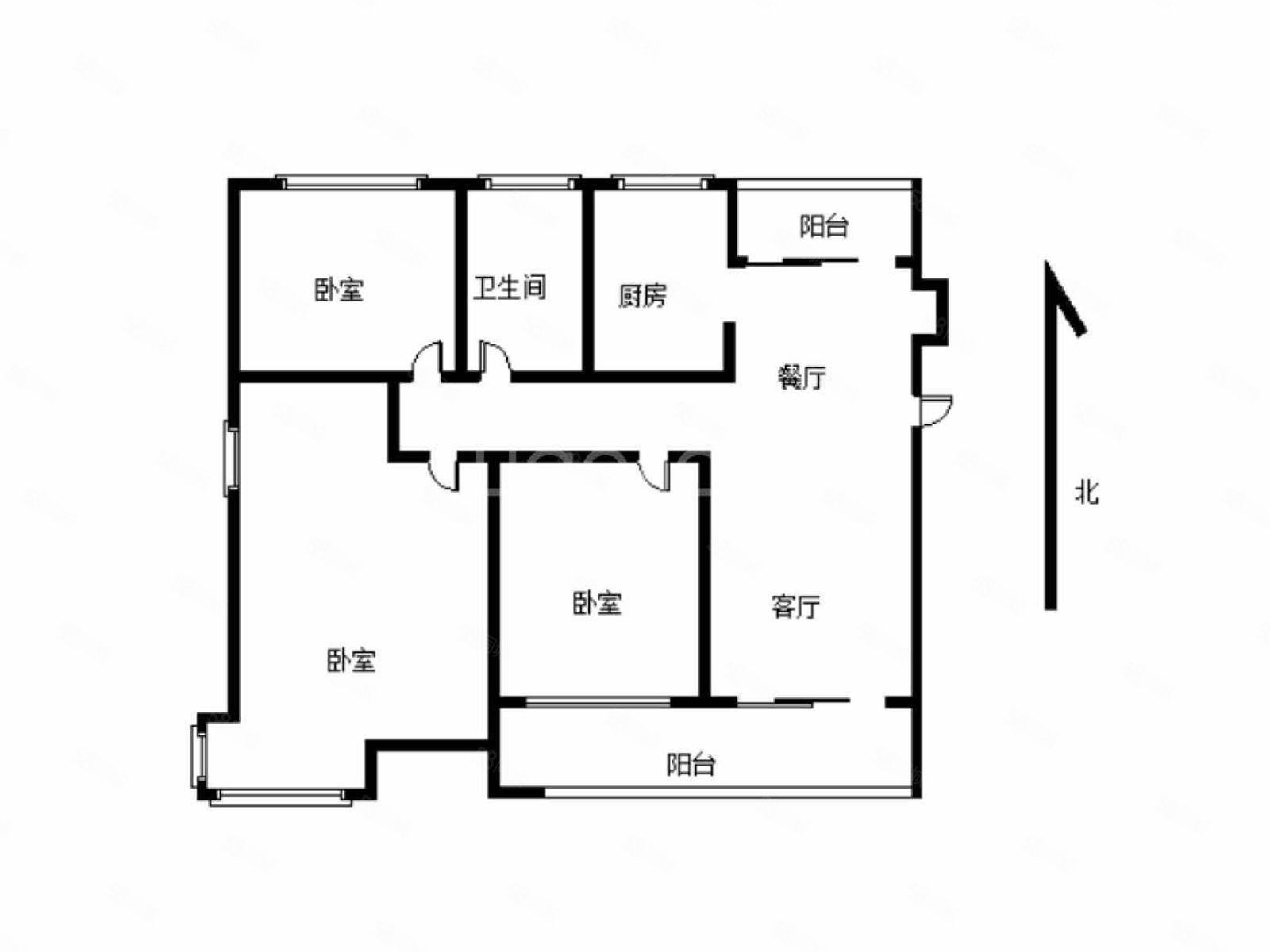 华德力运河城(德馨园)3室2厅1卫120㎡南北102万