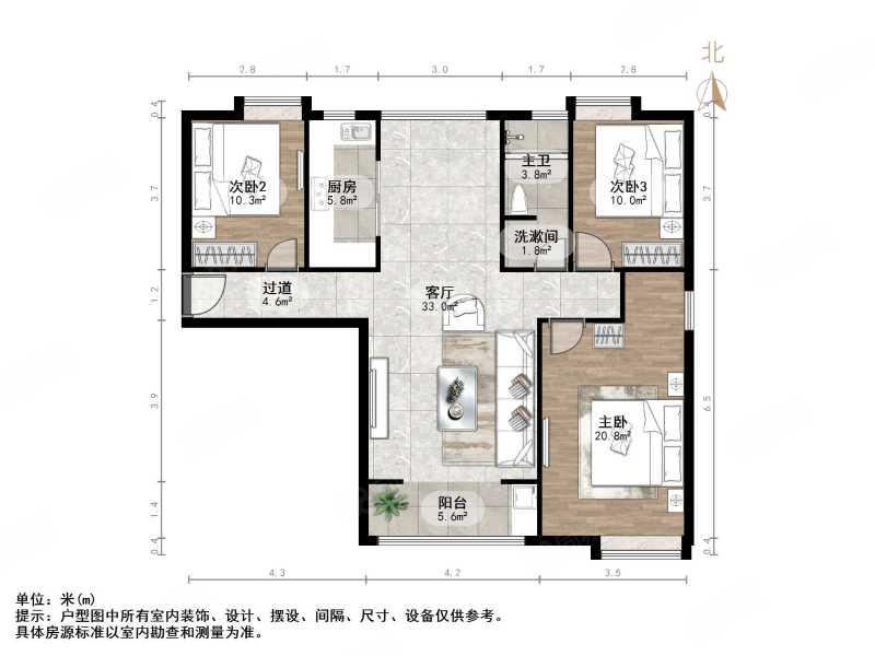 保利海德公馆(西区11-15号)3室2厅2卫137.19㎡南245万