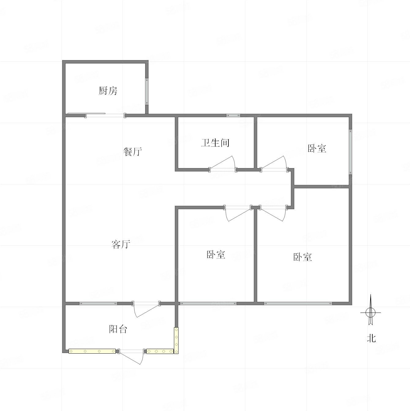 恒大嘉州城3室2厅1卫84.43㎡南126万