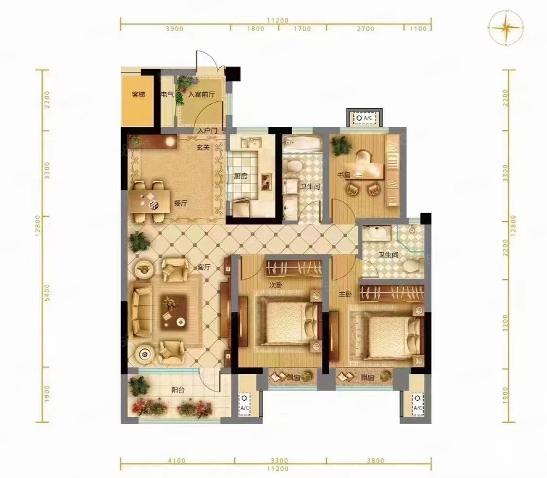 半岛龙庭3室2厅1卫102㎡南北55万