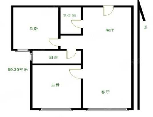 格兰香榭(西区)2室1厅1卫89㎡南北123万