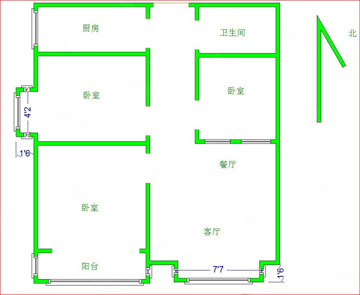 鑫和花园3室2厅1卫120㎡南北129万