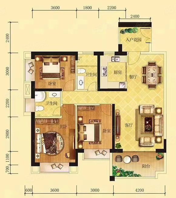 喜悦长岛3室2厅2卫104㎡南北45万