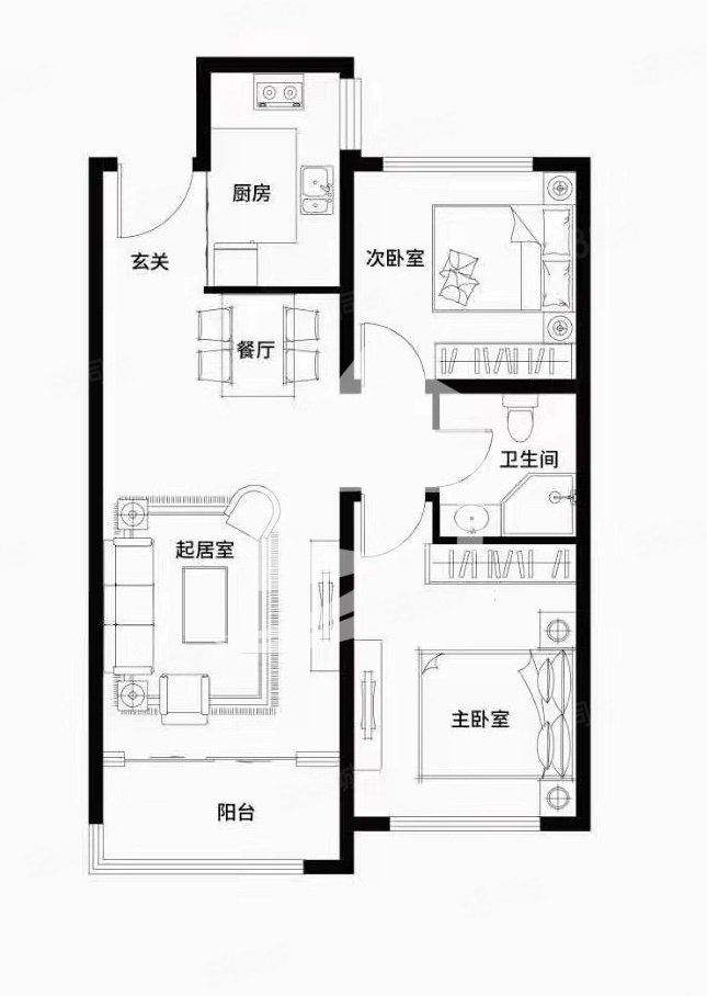鲁商运河公馆2室2厅1卫87.74㎡南北86万