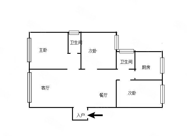 恩阳公馆3室2厅2卫90.3㎡南北68万