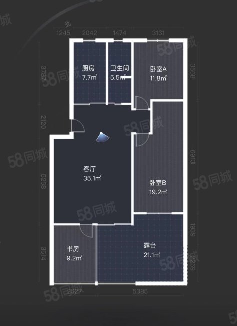 金北花园3室2厅1卫87.86㎡南北429万