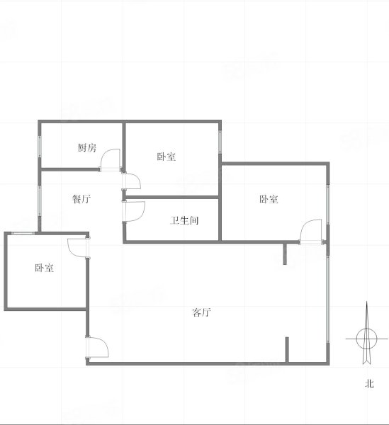 黄金堡普通住宅小区3室2厅1卫98㎡北58万