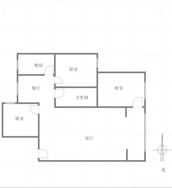 黄金堡普通住宅小区3室2厅1卫98㎡北58万