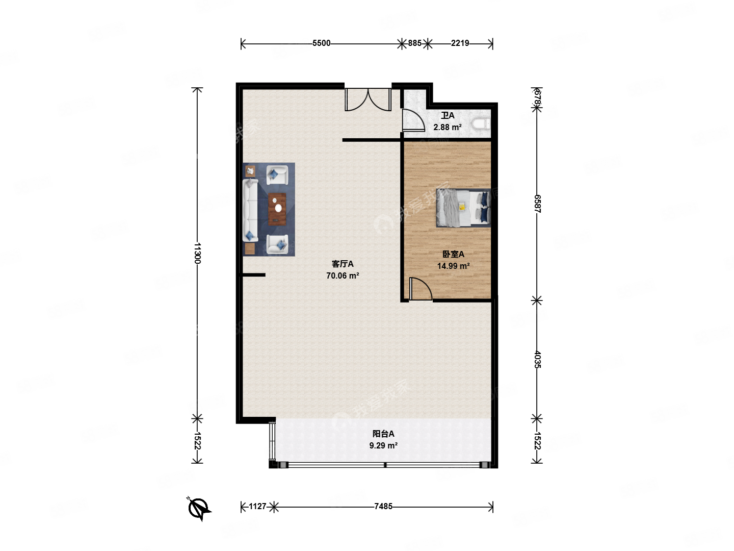 華杰大廈1室1廳1衛(wèi)133.69㎡西南499萬(wàn)