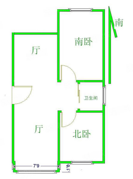 旱河小区2室2厅1卫68㎡南北31.8万