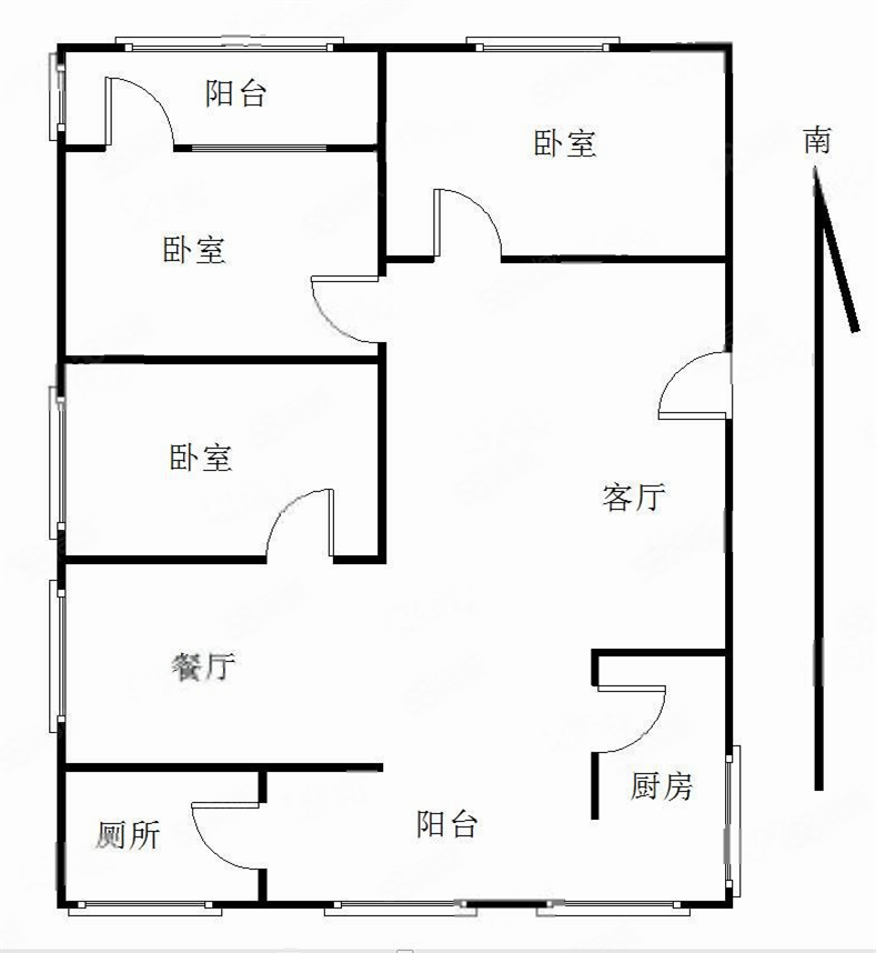 文化宫宿舍3室2厅1卫104.65㎡南北56万