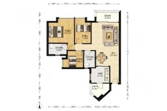 新世界锦云峰3室2厅2卫93.58㎡南北362万