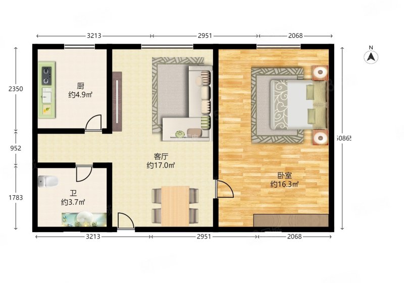北京印象 1室1厅1卫 格局方正 品质小区
