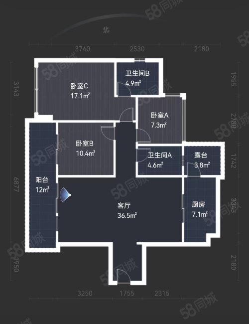 首开龙湖天璞3室2厅2卫113.26㎡西北262万