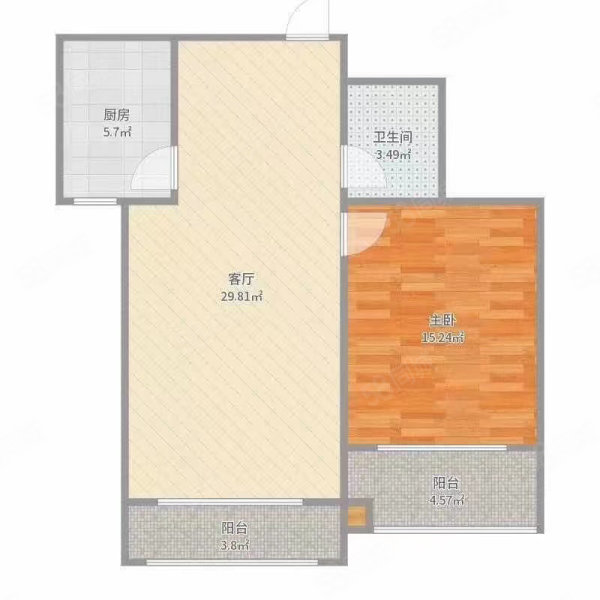 中兴花园二期1室1厅1卫70㎡南北15.4万