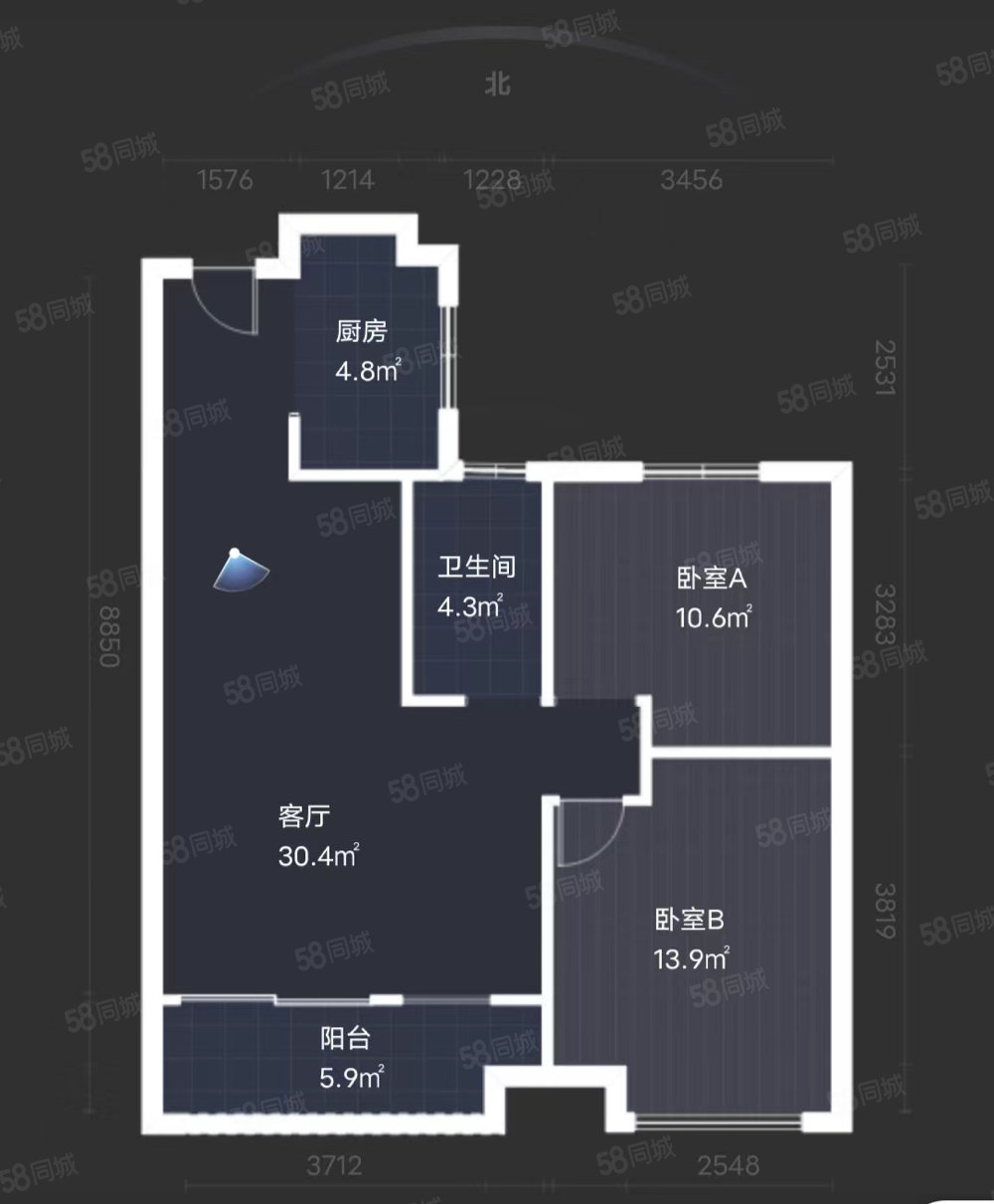 森悦锦园2室1厅1卫75㎡南北157.5万