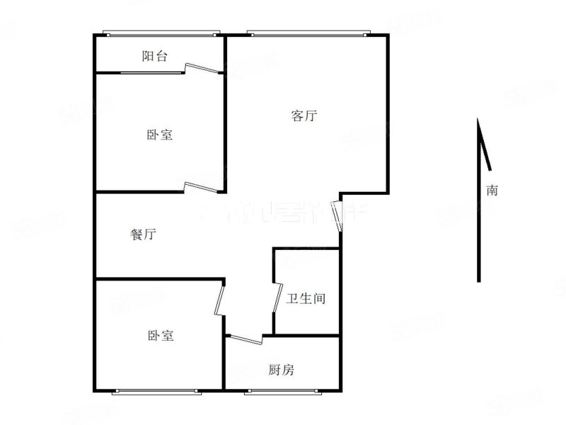 新城区幸福小区(南区)2室2厅1卫91.9㎡南北72万