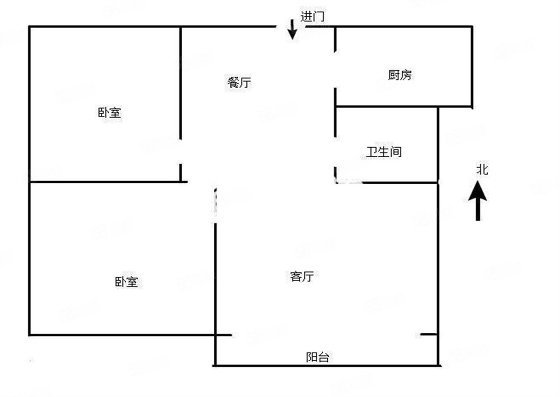 天伦国际2室2厅1卫94.5㎡南北74.9万