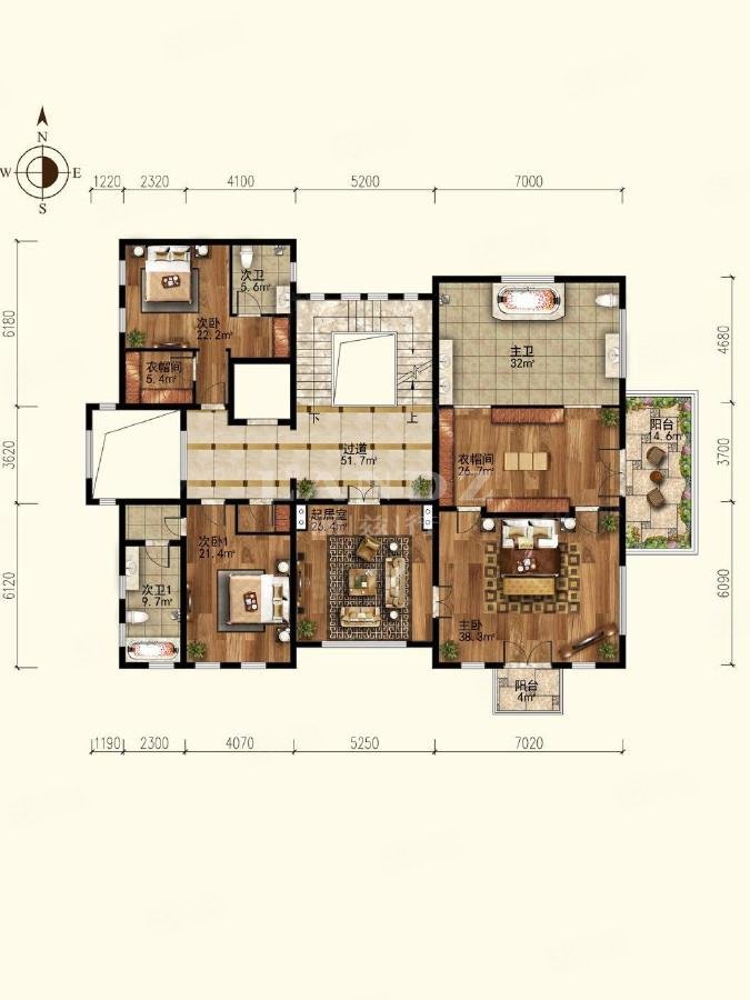 九章別墅6室6廳7衛(wèi)1076㎡南北19900萬
