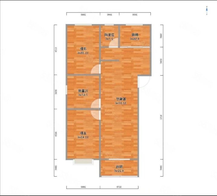 陶然华庭3室2厅1卫106㎡南北86万