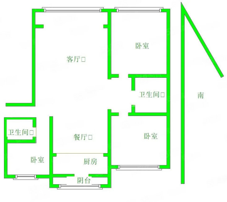 水榭花都3室2厅1卫119㎡南北52.8万