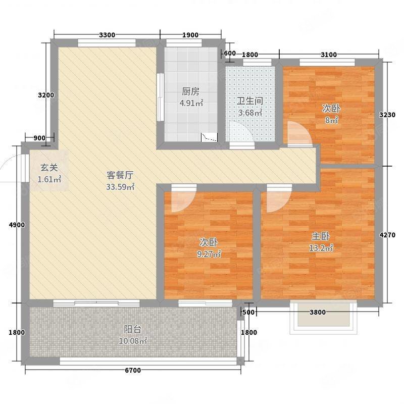 拓基鼎元悦府3室2厅1卫102㎡南北66.6万